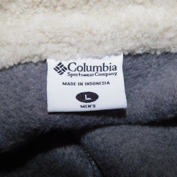 Columbia Mens L Gray Fleece Lined 1/4 Zip Pullover Sweater with Sherpa Collar - Picture 2 of 11